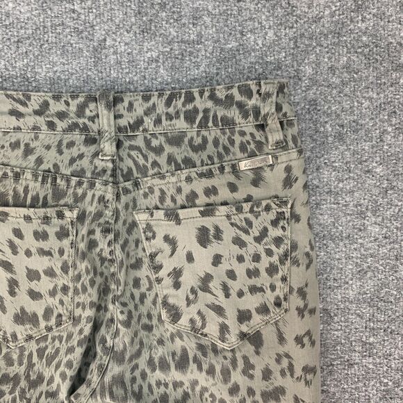 KanCan Animal Print Pants Womens 25 Gray Raw Slant Hem Mid Rise Stretch Pockets - Picture 10 of 13